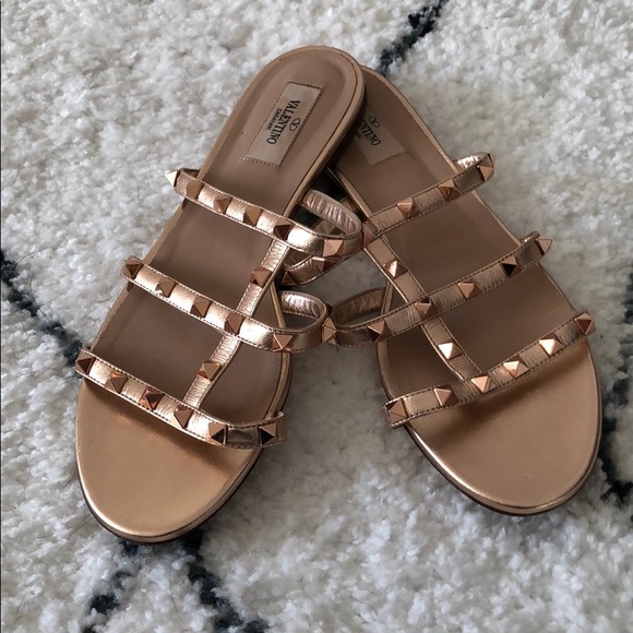 valentino rose gold sandals